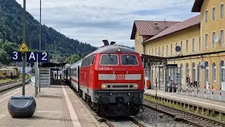 218 345-7 vertrekt met IC 2085 vanaf Immenstadt naar Oberstdorf