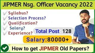 JIPMER Nursing Officer Vacancy 2022 || JIPMER question paper || All Details in English 👍👍