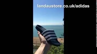 ADIDAS MENS ADILETTE SLIDES WHITE NAVY STRIPES
