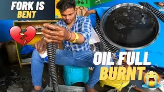 How to change fork oil and  fork bend repair in himalayan 😱?  | pc vlogs