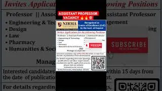 LAW VACANCY NIRMA UNIVERSITY ASSISTANT PROFESSOR #lawugcnet #assistantprofessor
