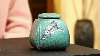 Handcrafted Green Ceramic Tea Jar &ndash; Plum Blossom Design #kitchenware #canister #serveware #giftideas