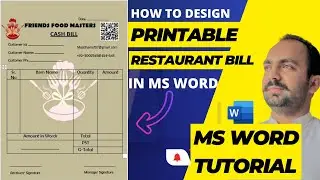 How to Design Printable Restaurant Bill  in MS Word | MS Word Tutorial
