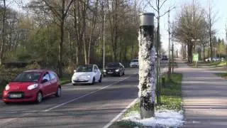 Blitzers&auml;ulen geteert und gefedert in Saarbr&uuml;cken