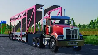 TRANSPORTING BUS, POLICE CARS, DUMP TRUCK, BOX TRUCK, FIRE TRUCK WITH SCANIA TRUCK - FS22 #6