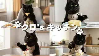 【クロ's キッチン】黒猫クロのもぐもぐシーンまとめ