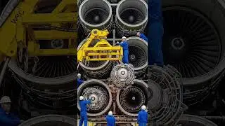 Witnessing raw power: Giant jet enginesassembled #jetengine #aircraft #manufacturing#shorts#viral