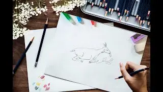 Goat Drawing pencil line drawing technique