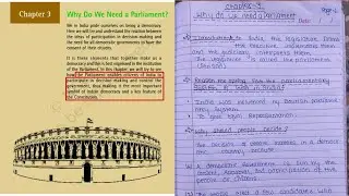 CBSE Notes Class 8 Civics Chapter 3 - Why Do We Need a Parliament?(notes in discription)
