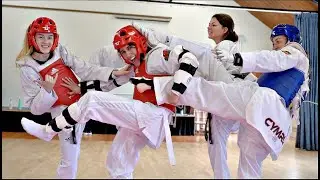 I TRY OLYMPIC STYLE TAEKWONDO TRAINING (broke my toe & winded my Husband)