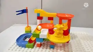 Marble Run Marble Race Frenzy! ASMR with colorful blocks and transparent marbles