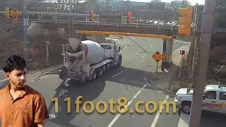 Concrete truck bounces crash beam at the 11foot8+8 bridge