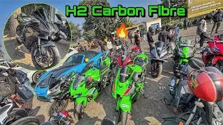 Super loud exhaust H2 Sunday ride,Azadhind dhaba pe itna sara superbikes 