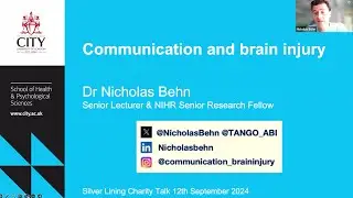 Talk by Dr Nicholas Behn to The Silverlining Brain Injury Charity
