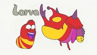 larva painting - red and brown beetle