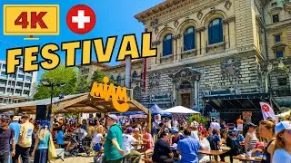 Switzerland 🇨🇭 Street Food Festival &brvbar; Lausanne Miam Festival walking tour in 4K