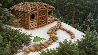 Forest Hermit: Wooden Huts Crafted by Hand | Survival 2025