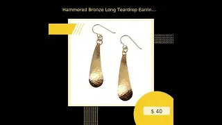 Hammered Bronze Long Teardrop Earrings, Bronze Drop Earrings, Bronze Dangle Earrings, Hammered Br...