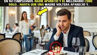 En su CUMPLEAÑOS, NADIE apareció y el Millonario cenó solo… hasta que una madre soltera apareció y…