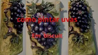 Como pintar  uvas em biscuit