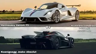 Hennessey Venom F5 Vs Koenigsegg Jesko Absolut 2025 Record Acceleration Comparison 0-230 MPH 