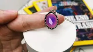 Oval Round Colour Changing Mood Sterling Silver Necklace