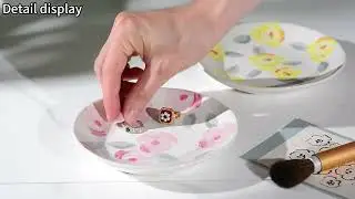 Rustic Style Stoneware Dish Handpainted Floral Round Ceramic Plates Dinnerware Sets for Spring