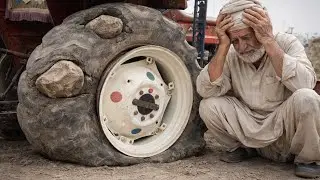 Unexpected Tractor Tire Burst Due to Two Big Stones | Removed, Repaired & Reinstalled