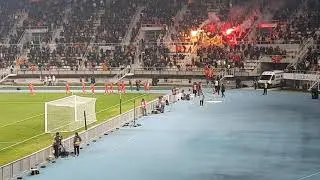 Macedonian players celebrate their first goal (scored by Alioski) in the match against Iceland.
