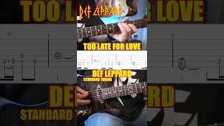 Too Late For Love Def Leppard Guitar Riff w/TABS #shorts #guitar #guitarcover