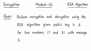 RSA Encryption & Decryption Numerical Problem | BCS703 Module 2 | VTU 7th Sem