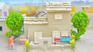 How to make miniature clay house | Village house model