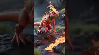 Realistic Fire Lizard in a Volcanic Habitat &ndash; Inspired by Pok&eacute;mon Charmeleon #pok&eacute;mon #aiart