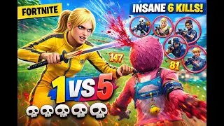 Fortnite: Black Mamba gana un 1vs5 y elimina 6 en segundos 😱 | Kill Bill Skin