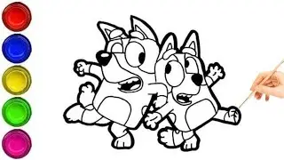 How To Draw Bluey and Bingo | Bingo and Bluey Drawing For Kids | bluey painting | desenho do bingo