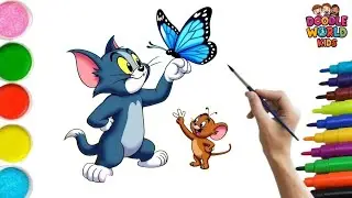 How to Draw Tom and jerry butterfly | Easy Cartoon Drawing for Kids | Fun Coloring & Nursery Rhymes