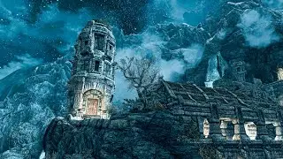 1 Hour of Skyrim Night Ambience Starry Night Waterfall  | Myth Land in 4K