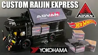 CUSTOM HOT WHEELS DIORAMA RAIJIN EXPRESS JAPAN DEKOTORA ADVAN YOKOHAMA TIRE TRUCK 4K