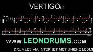 Vertigo - U2 Drumscore / Drumsheet -  www.leondrums.online