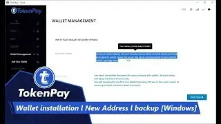 TokenPay l Установка кошелька l Новый адрес l резервная копия [Windows]