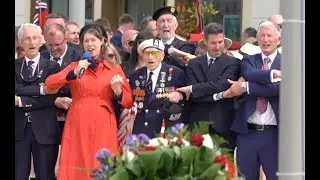 ALEC PENSTONE 100 year old D DAY veteran sings his heart out at a D DAY Anniversary NORMANDY FRANCE