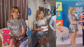 Siân Welby }sparkly silver mini dress and boots