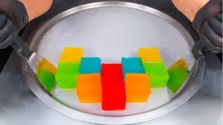 How To Roll RainBow Jelly Ice Cream Rolls ASMR | ColorFul Jelly Ice Rolls World
