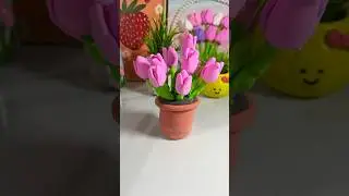 Diy cute clay art | tulip art 🧿🌷 #shortvideo #satisfying #youtubeshorts #craftideas #clayart #diy