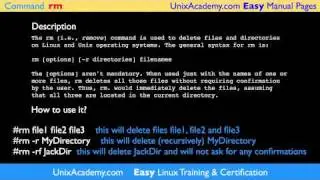 rm files & direcectories Linux UNIX command Easy Man Manual pages by UNIX Academy unixacademy.com