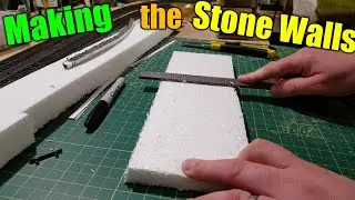 Making the Stone walls from polystyrene.