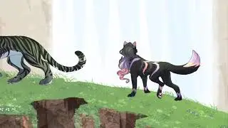 SpeedPaint -waterfall Yenix and Xenia - furry feral