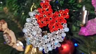 Christmas wreath made of crystal beads. Tutorial. Part 1