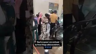 New Europeans' are confused by these things called escalators #viral #police #reportage #interventio