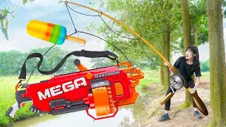 Pretty Girl Nerf War:  Beautiful Girl Nerf Guns Fishing Battle